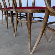 Set of 4 Vintage Bentwood Bistro Chairs, Red Upholstery