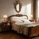 Antique baroque bedside tables in walnut and marble, Italy, 20th century.