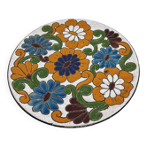 Vintage Talavera style plate in colored enamels