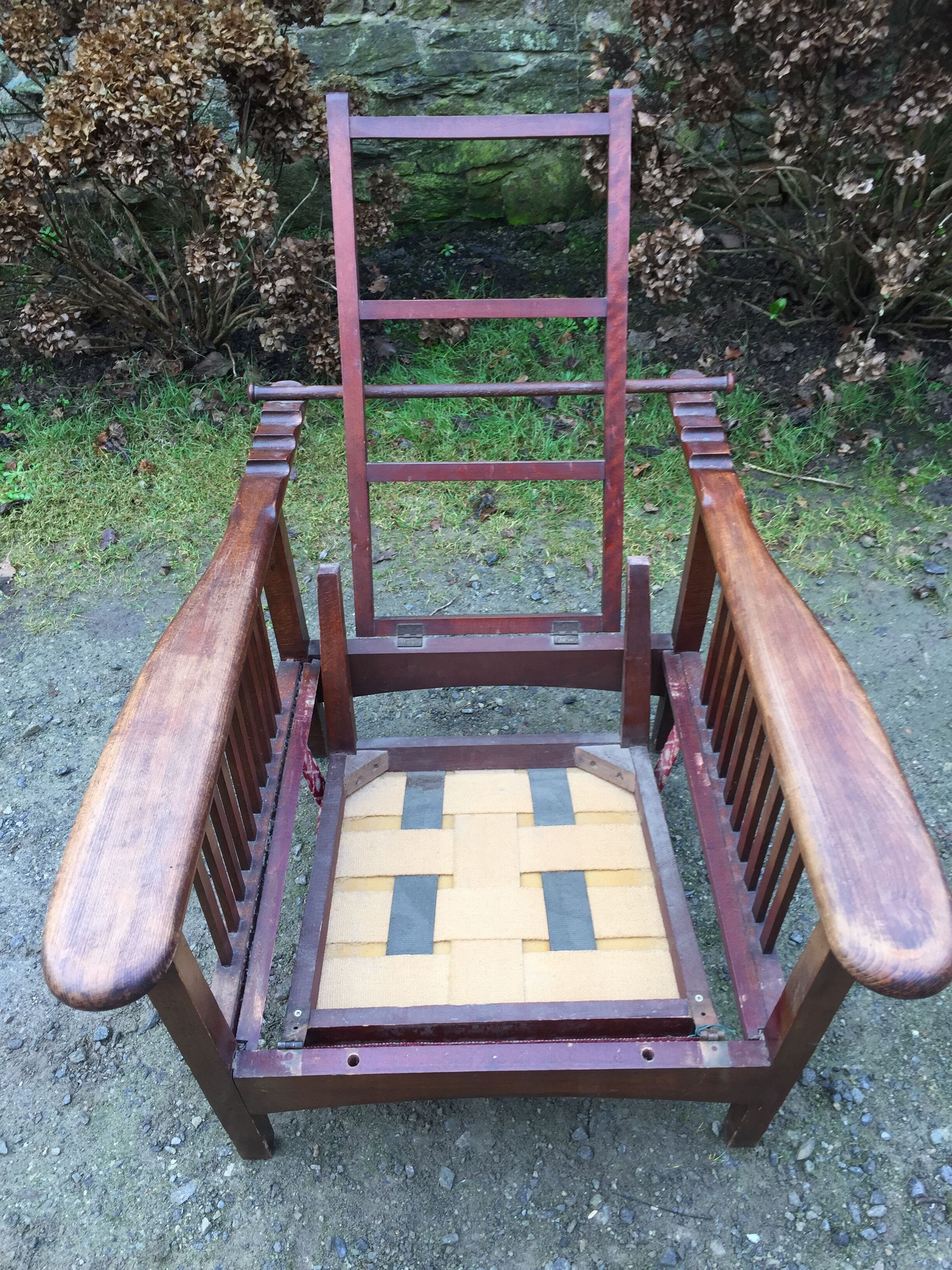 Vintage morris armchair in beech and fabric bordeaux napoleon iii