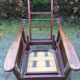 Vintage morris armchair in beech and fabric bordeaux napoleon iii