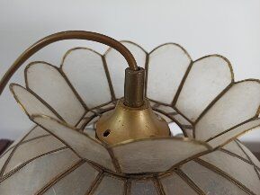 Hanging lamp blind day mother-of-pearl and vintage brass
