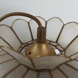 Hanging lamp blind day mother-of-pearl and vintage brass