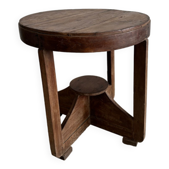 Table or small circular side table quadripod base with modernist spacer