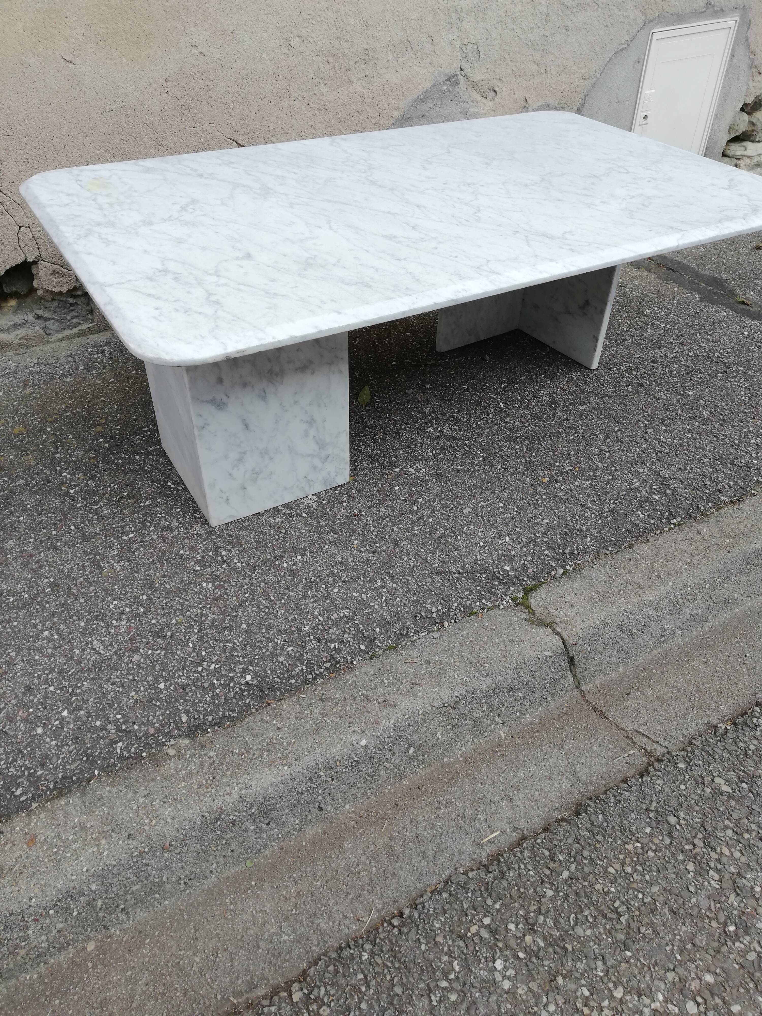 Vintage white Carrara marble coffee table