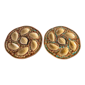 Lot de 2 assiettes à huîtres en barbotine orfinox