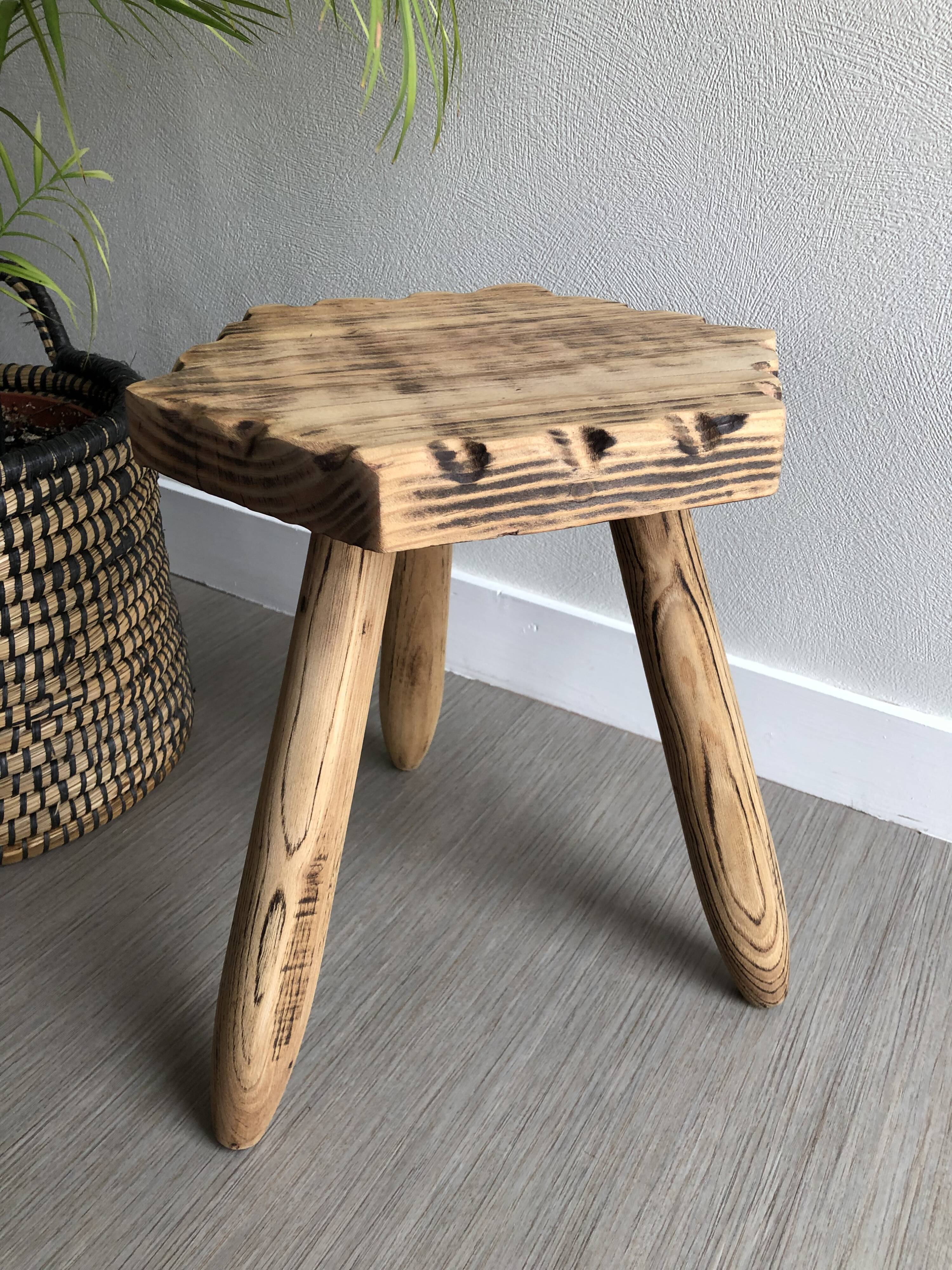 Wooden tripod bottom stool