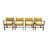 Set of 4 armchairs stamped Hans Wegner "Scandinavian design" 1960.