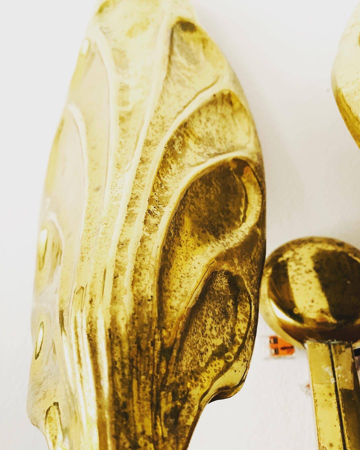 Italian Hollywood Regency Brass Sconce by Tommaso Barbi