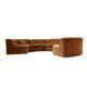 Round vintage modular sofa made of brown velvet from the 1970s