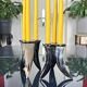 Vintage Black Bovine Horn Candleholders - Decoration - Pair Candlesticks