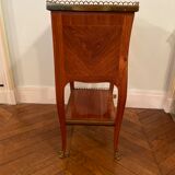 Bedside table of the 18th Louis XV period in marquetry and marble