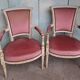 4 fauteuils Directoire en velours rose