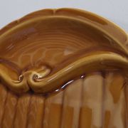 8 vintage Gien France asparagus plates in glazed brown slip