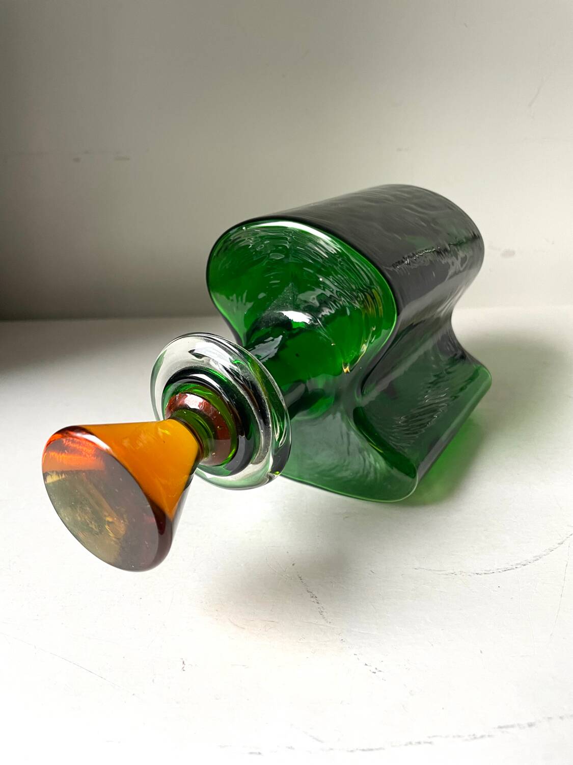 Holmegaard Dark Green Vintage with orange cap Decanter Danish