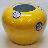 Pot couvert chinois vintage jaune et tampons bleus original pop