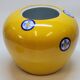 Pot couvert chinois vintage jaune et tampons bleus original pop