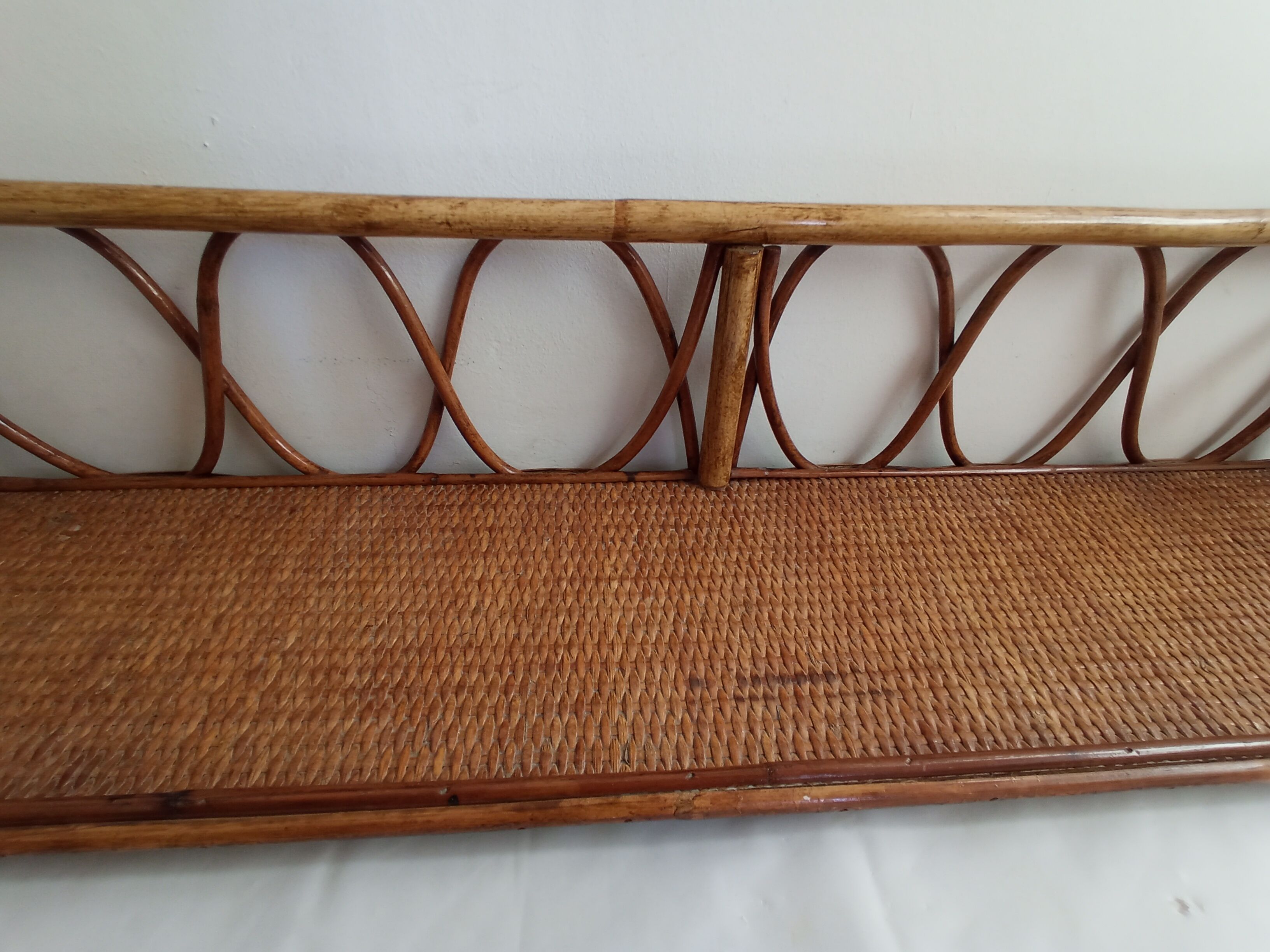Pair of bamboo and rattan shelves