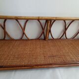 Pair of bamboo and rattan shelves