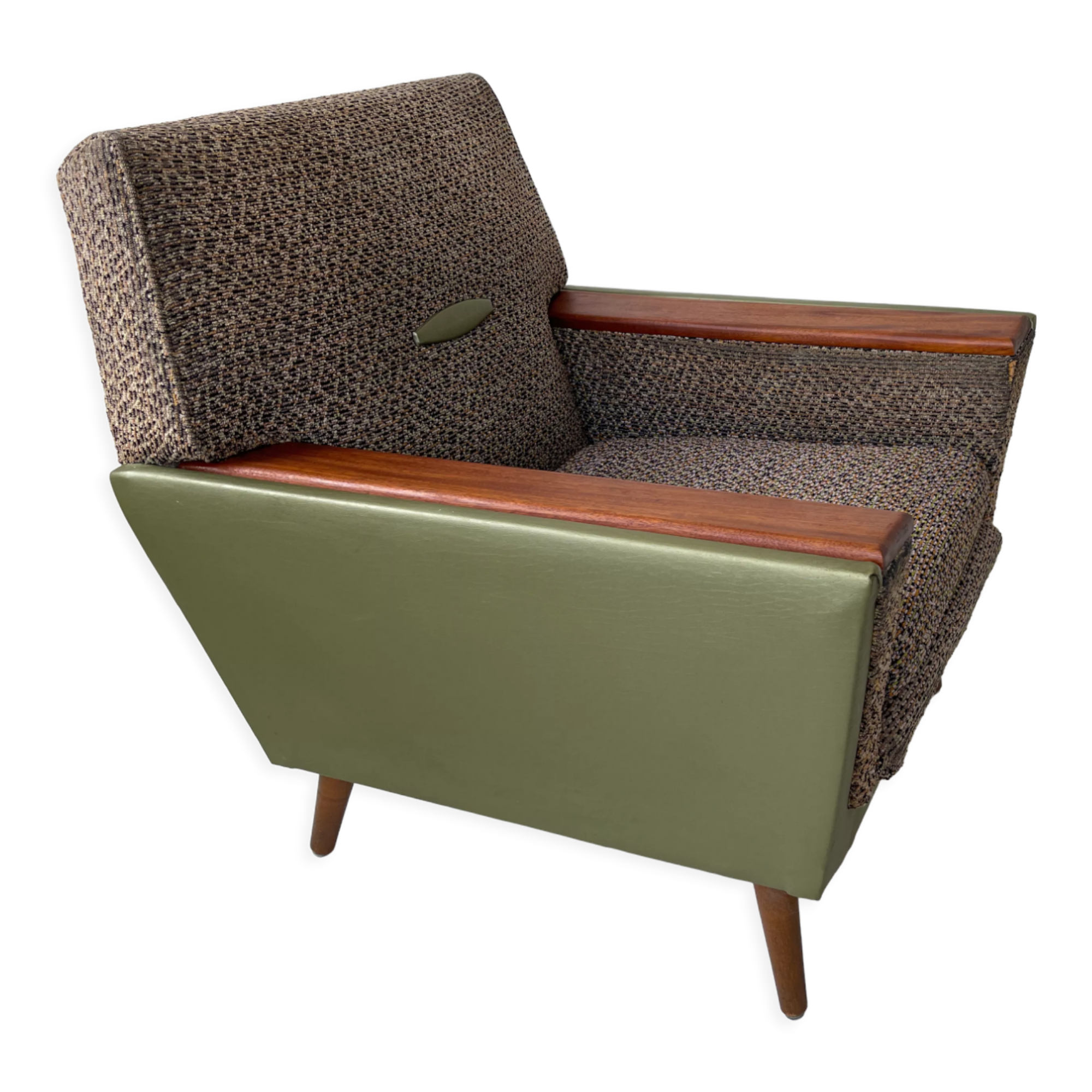 Pair of 1950s Lounge Chairs with Teak Arms