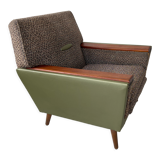 Pair of 1950s Lounge Chairs with Teak Arms