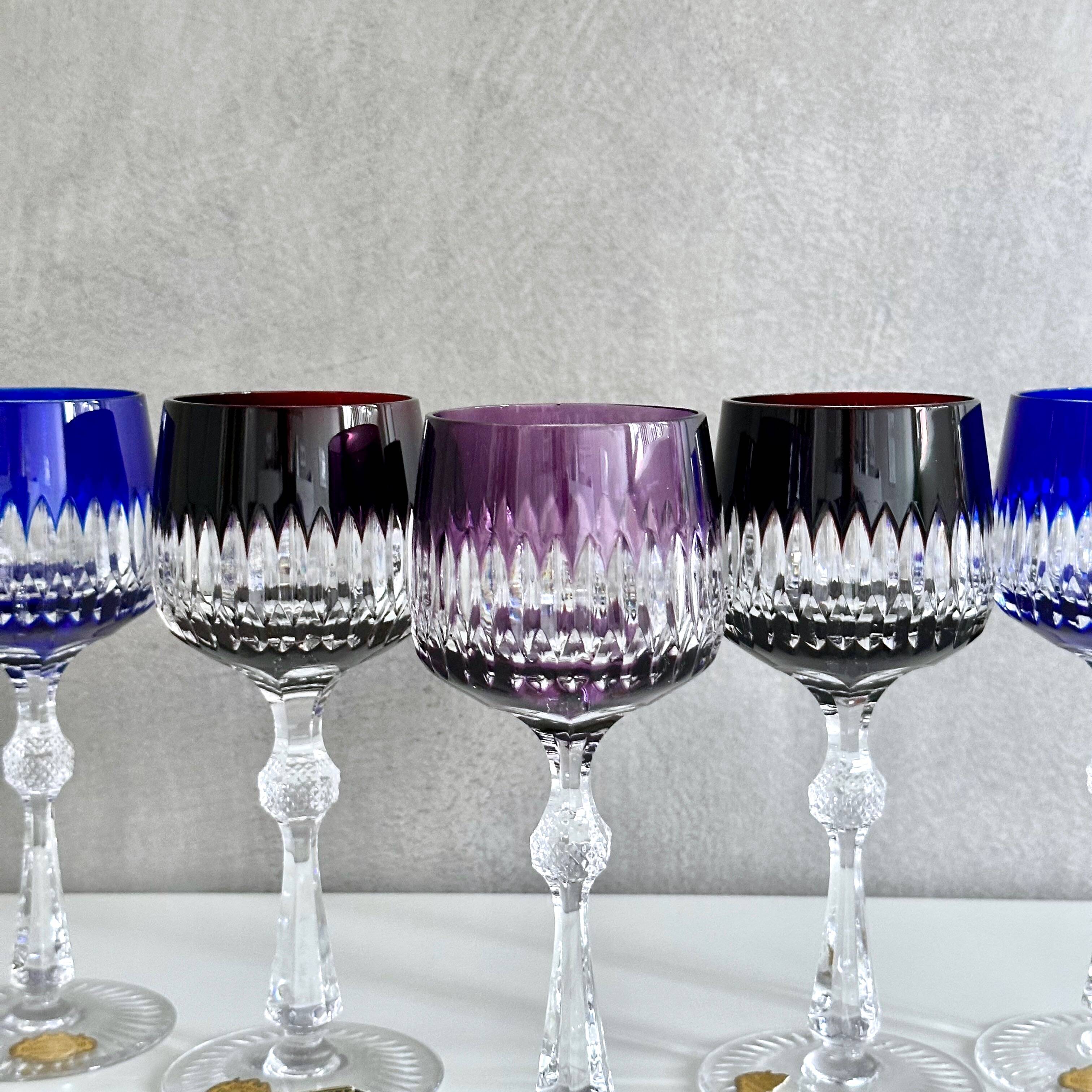 Collection of 5 lead crystal glasses "Austen Bodenmais", coloured glass