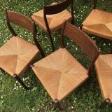 6 wooden and straw chairs, Scandinavian design Cees Braakman for Pastoe, 1960