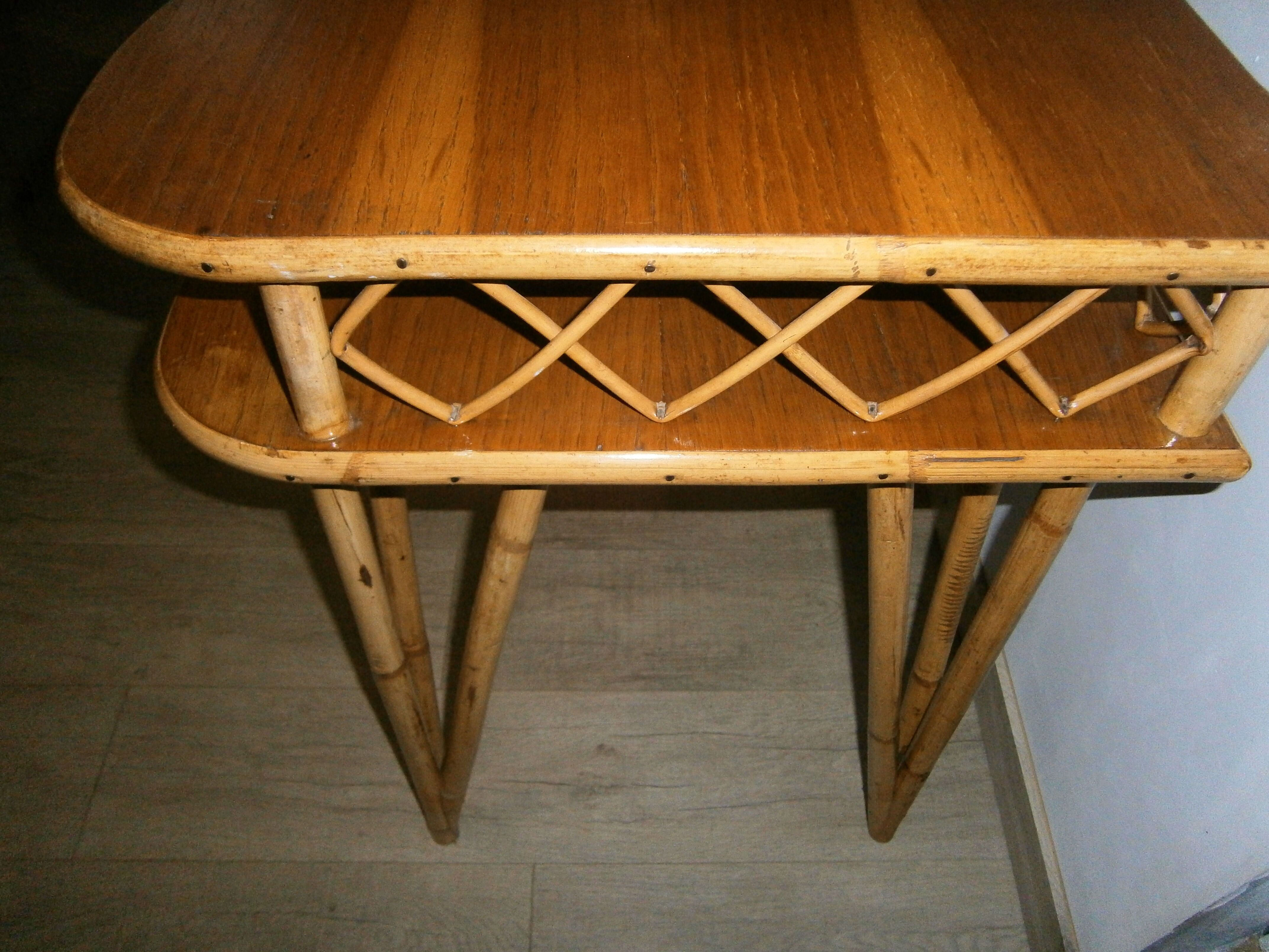 Rattan and wood desk