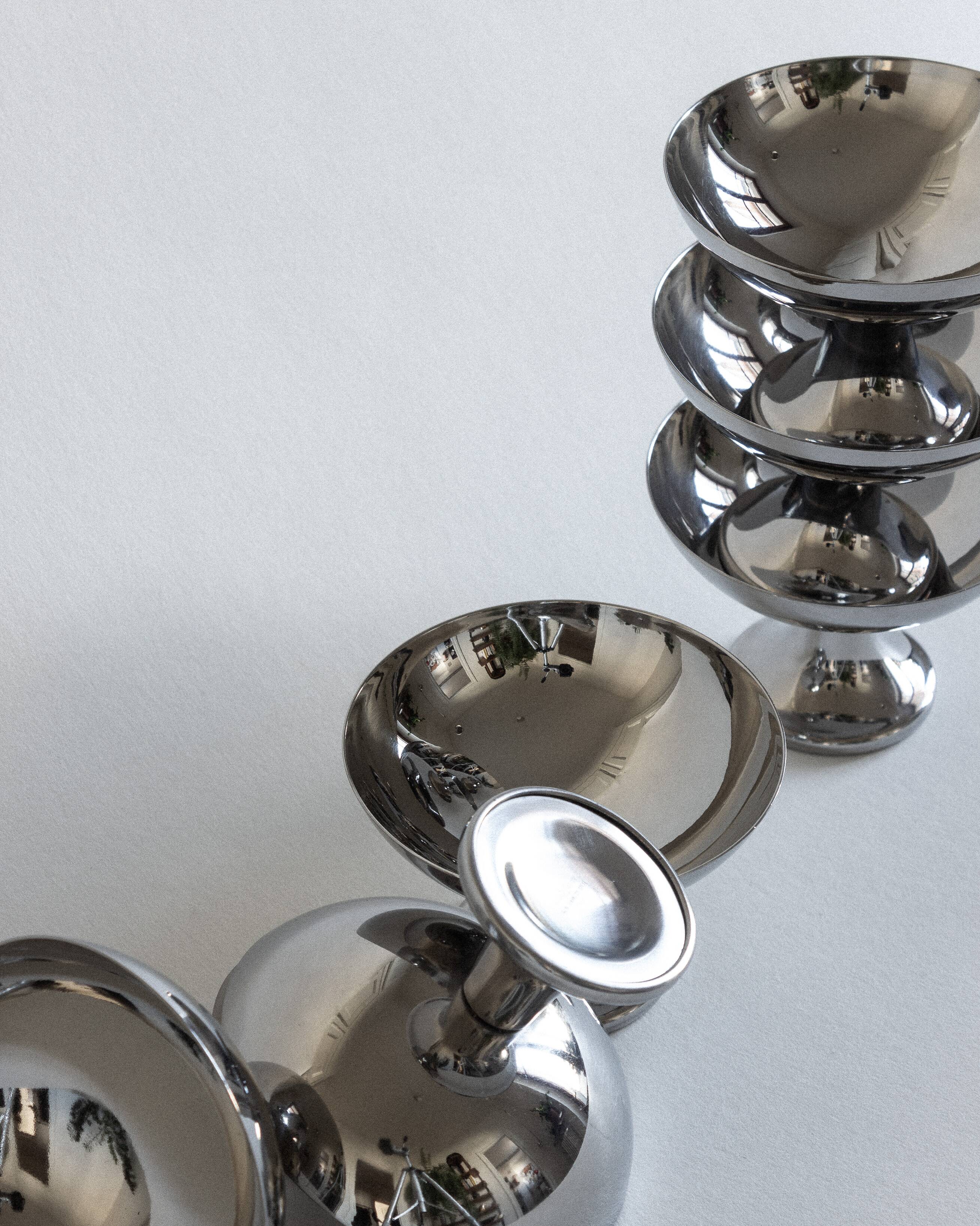 Set of six ice cream cups, Alfra Alessi, Italy, 1950s/70s