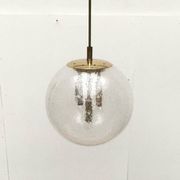 Large glass and brass planet ball pendant lamp from the mid-century German space age, 1960s.