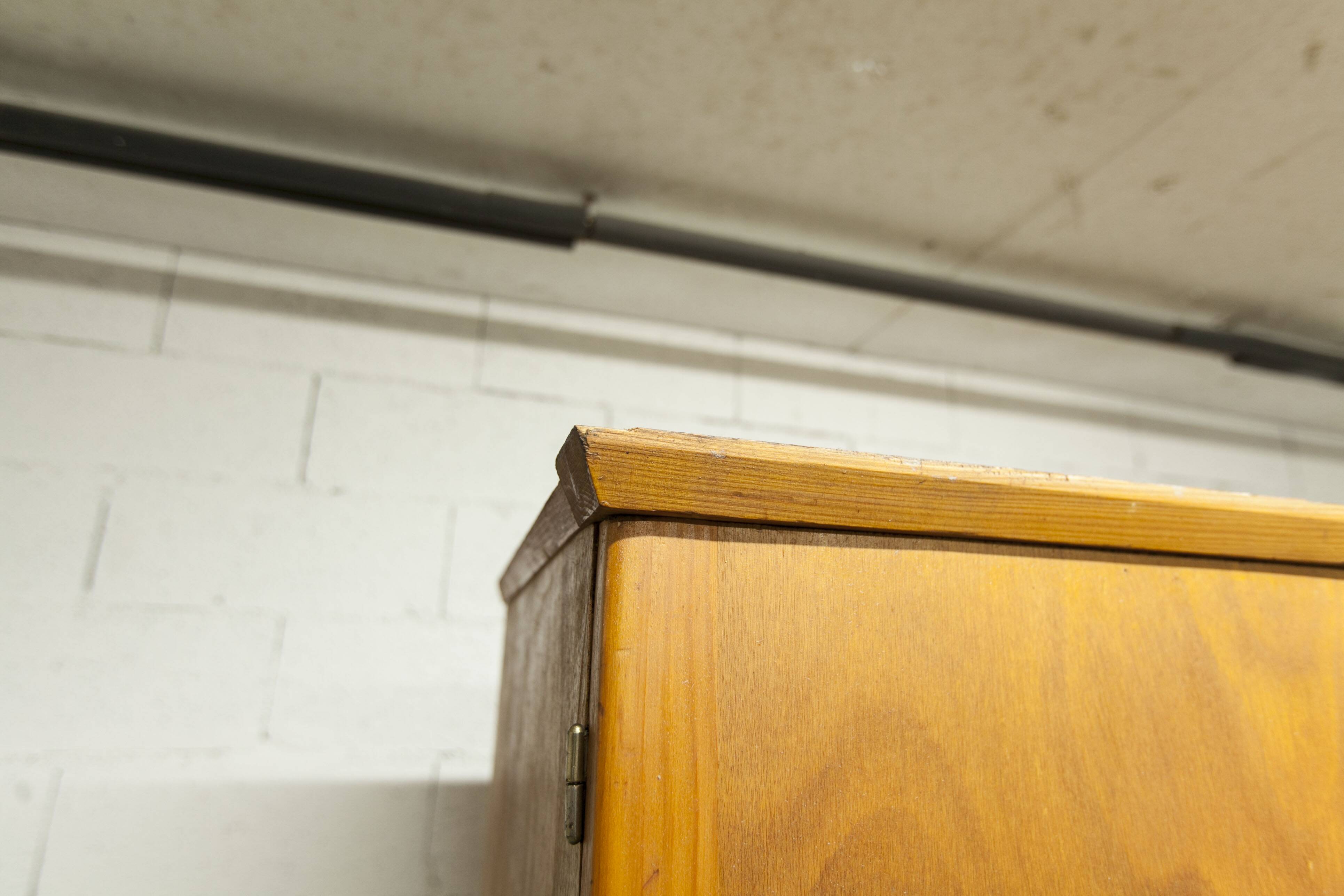 1950s Parisian wardrobe with mirror, 135 x 19 cm