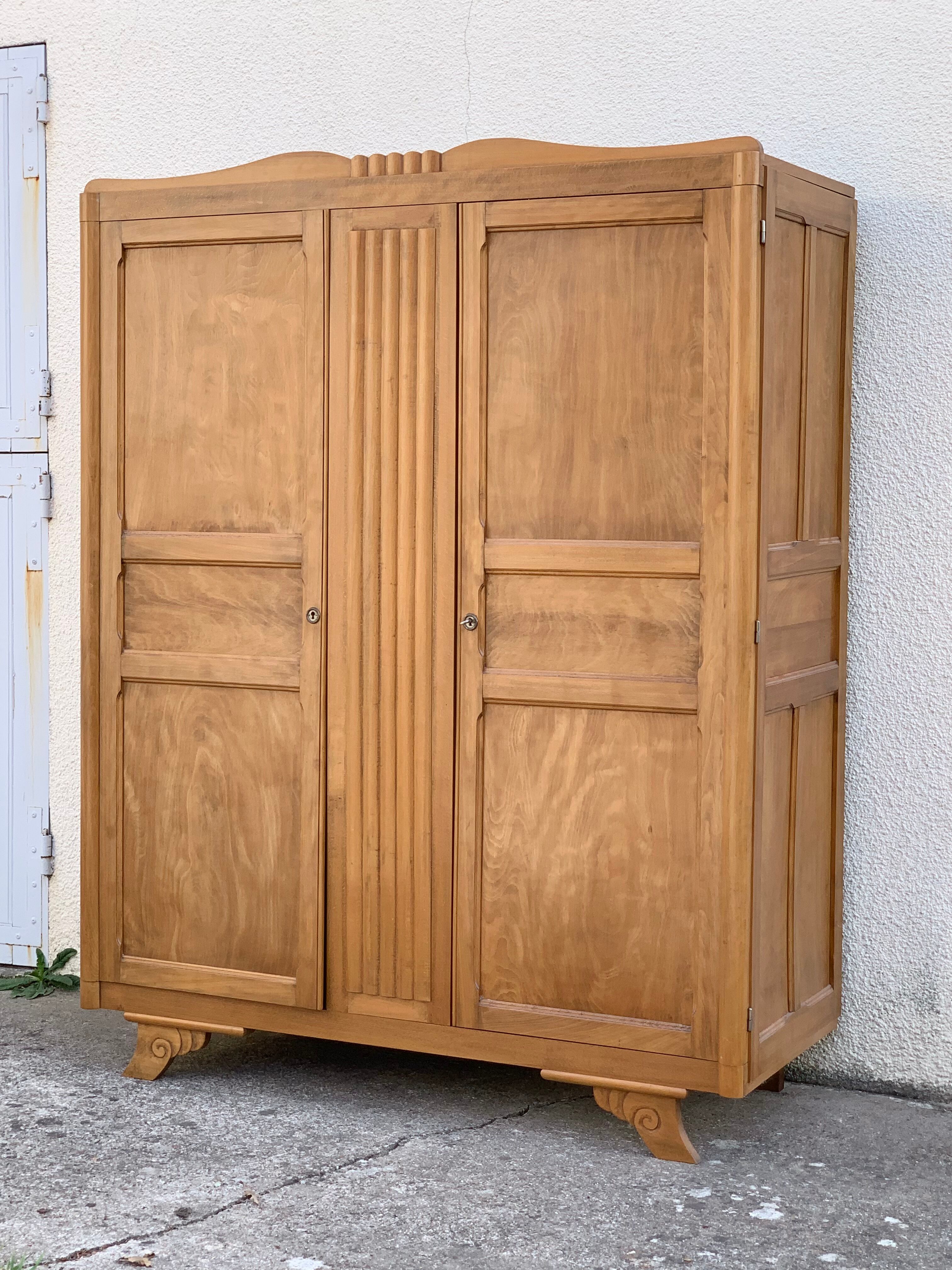 Parisian wardrobe art deco 1930 removable wardrobe beech solid