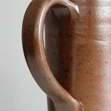 Large, handcrafted, speckled stoneware pitcher
