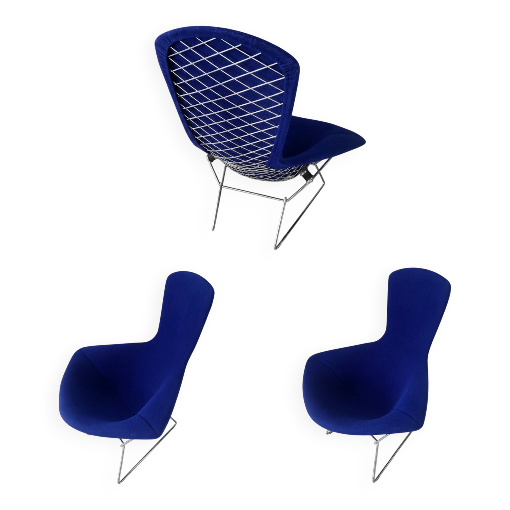 Vintage Knoll armchair – Bertoia model – cobalt blue