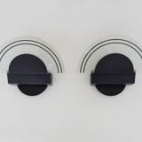 Pair of vintage Italian design metal wall lights from the 80s