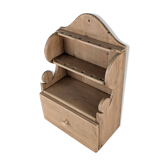 Étagère en pin sculpté à la main, style art populaire, 1 tiroir, 1950