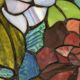 Tiffany-style floral stained glass pendant light in brass D40cm