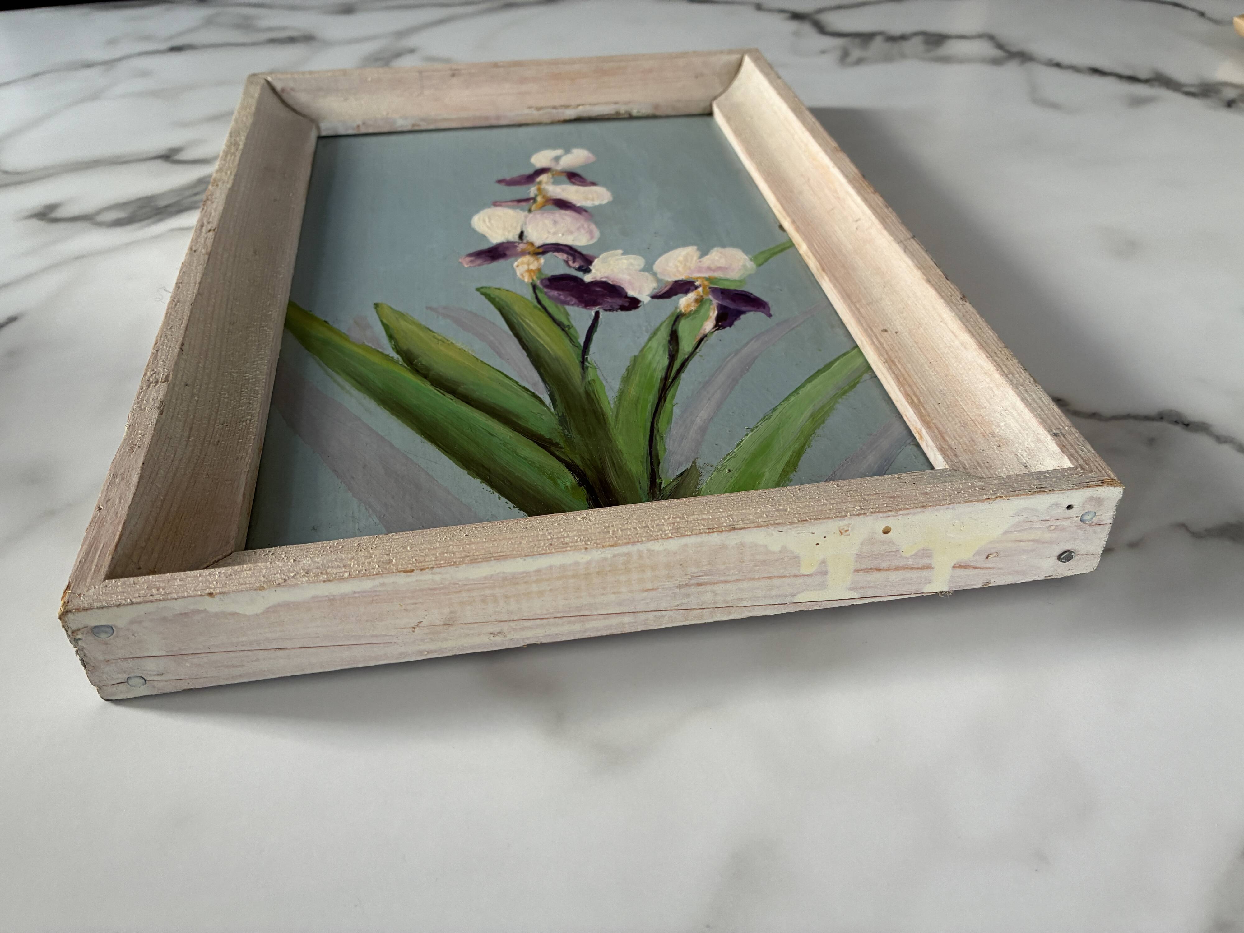 Tableau huile sur contreplaqué "Iris"