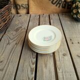 6 small plates signed Limoges France with nenuphar decor and golden border