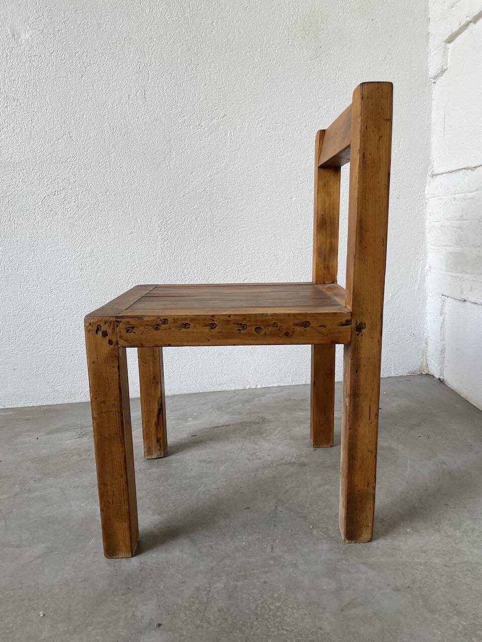 Brutalist pine chair