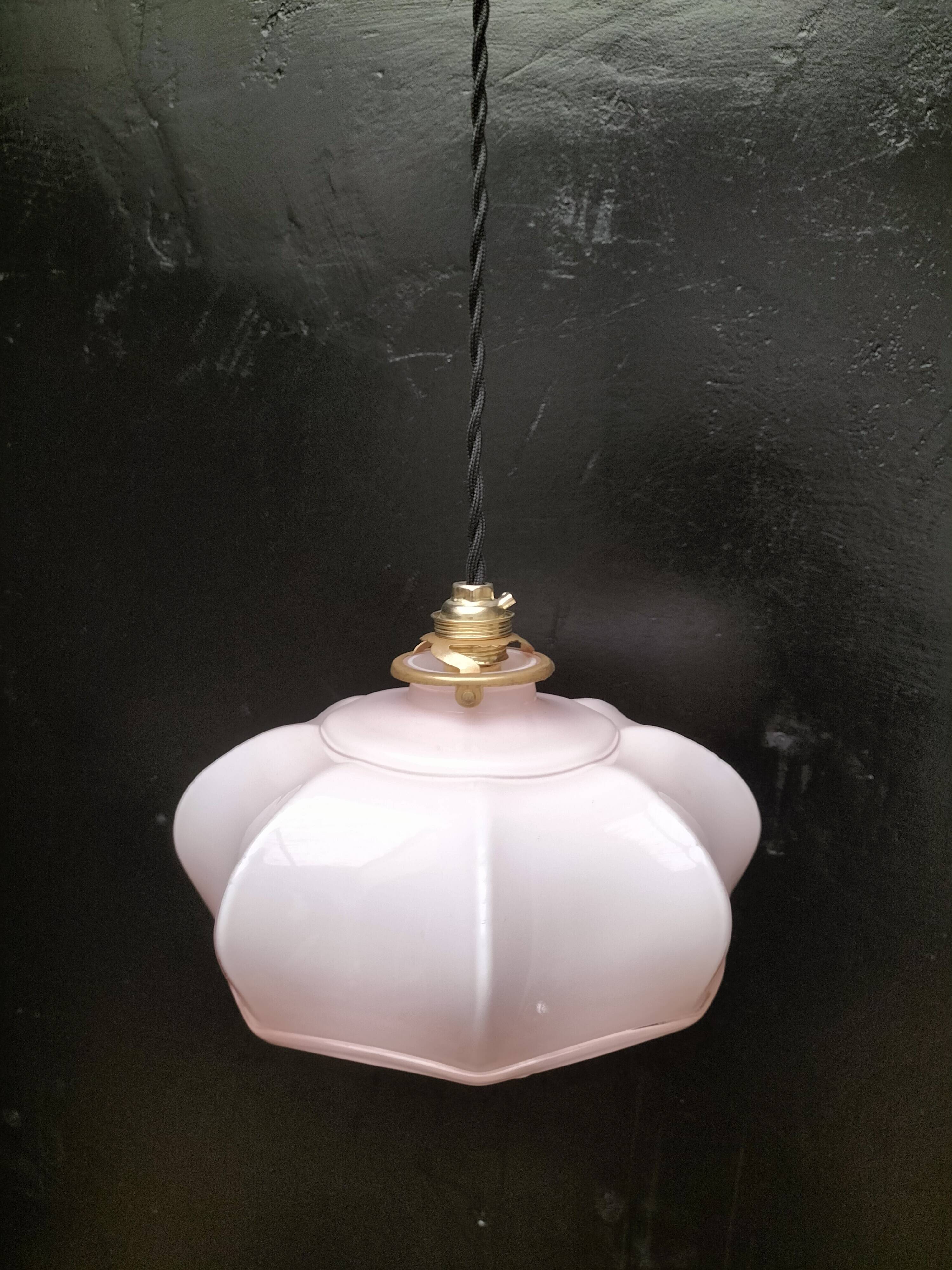 Pink opaline pendant light