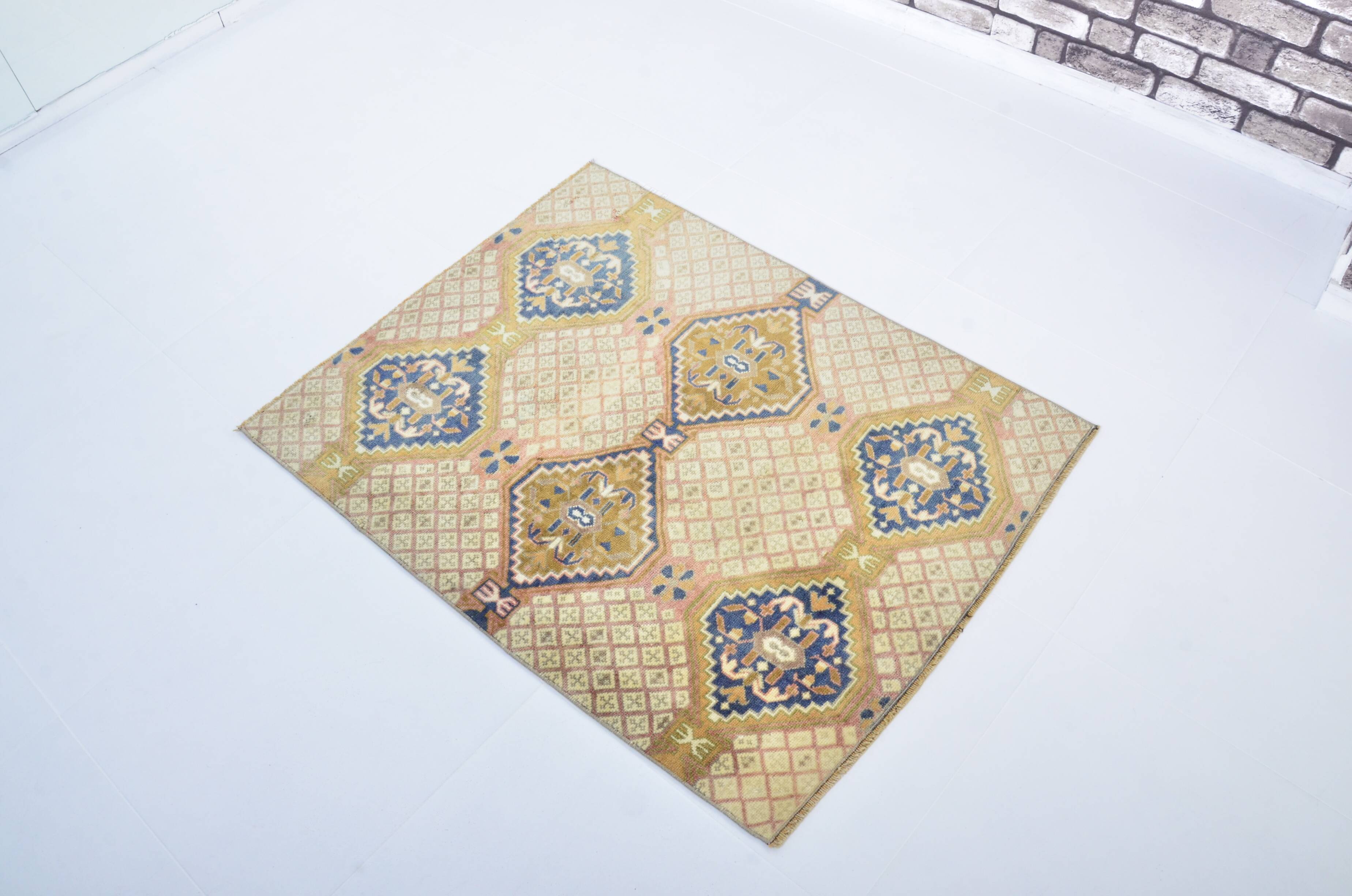 Tapis turc vintage rose et bleu sku 3116