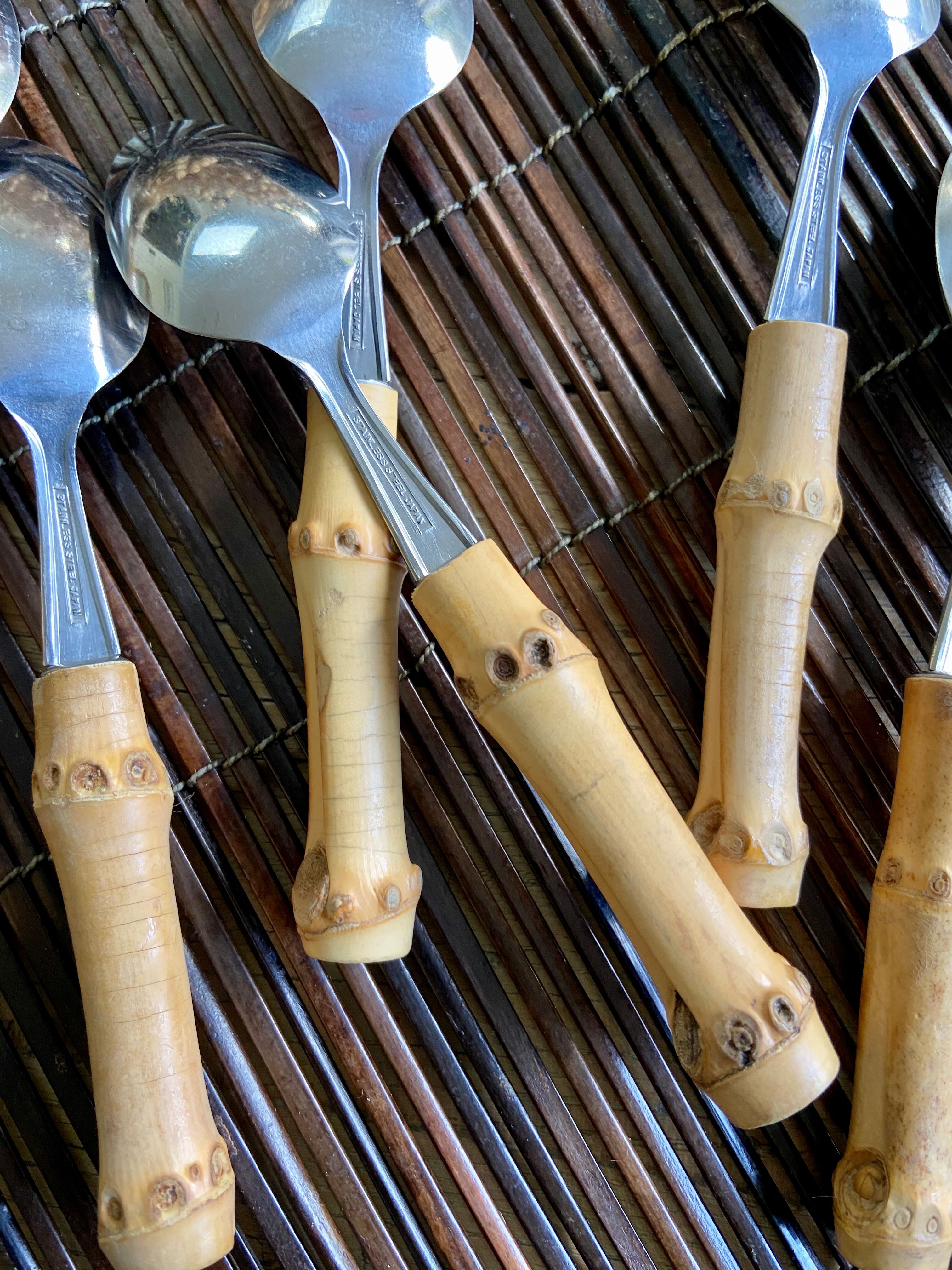 6 small vintage spoons Bamboo Japan