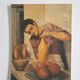 Figurative painting depicting a potter handling a large vase.