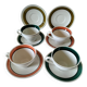 Ensemble de 4 grandes tasses vintage et 6 sous-tasses graphiques
