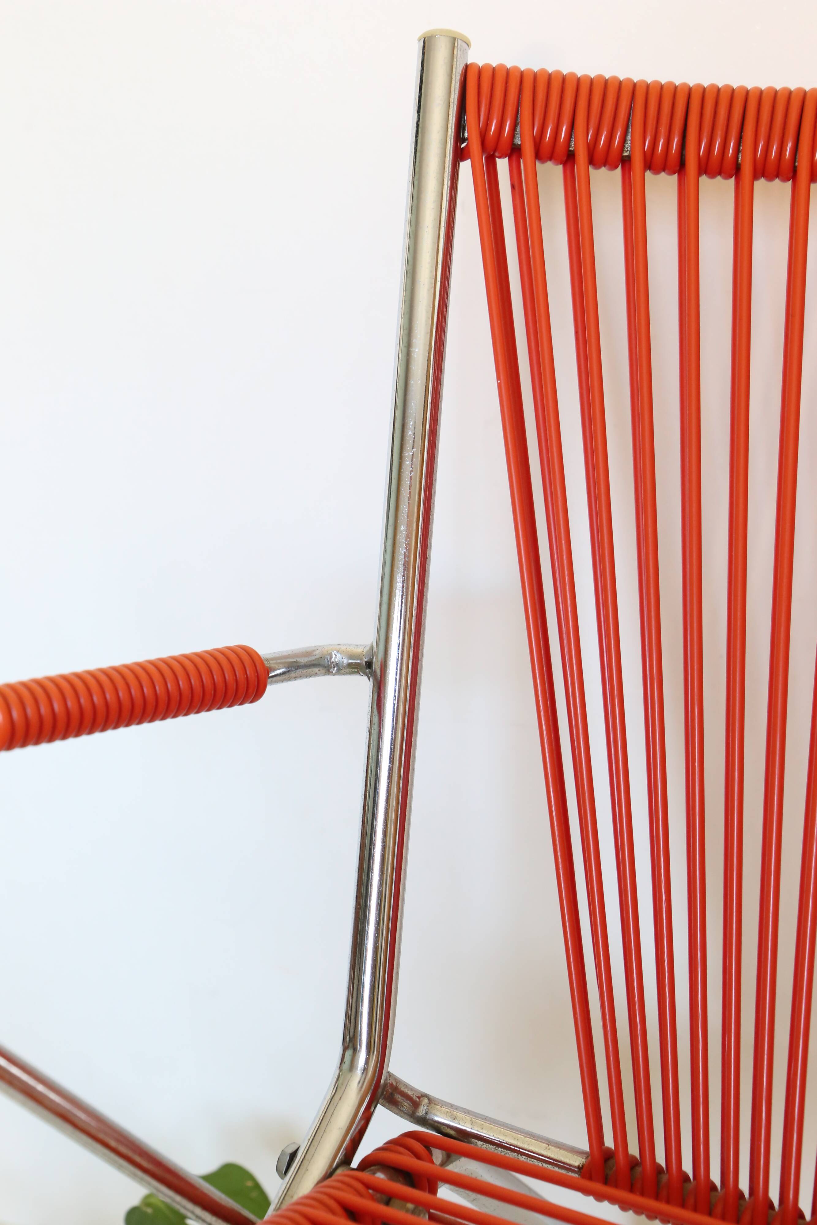 Children's armchair, folding, scoubidou and chrome, 1960