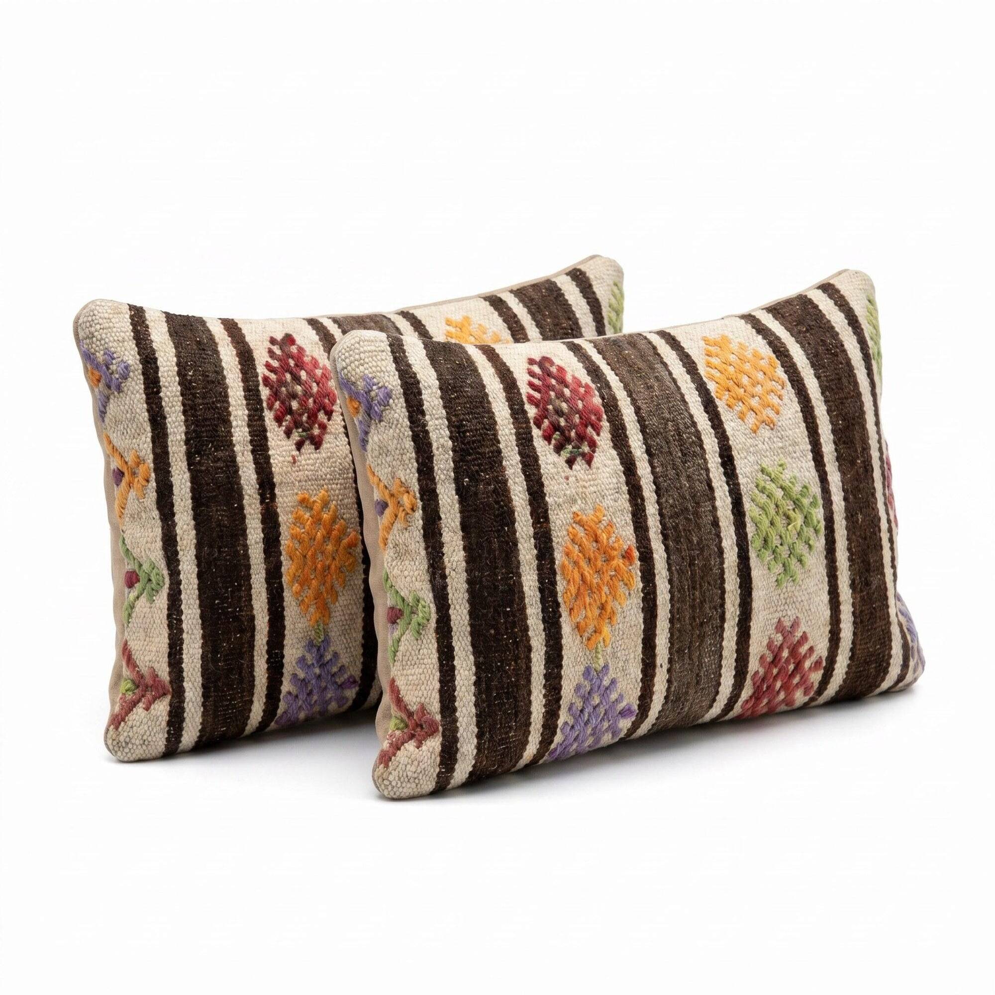 Set of 2 vintage kilim cushion covers 41x61 cm