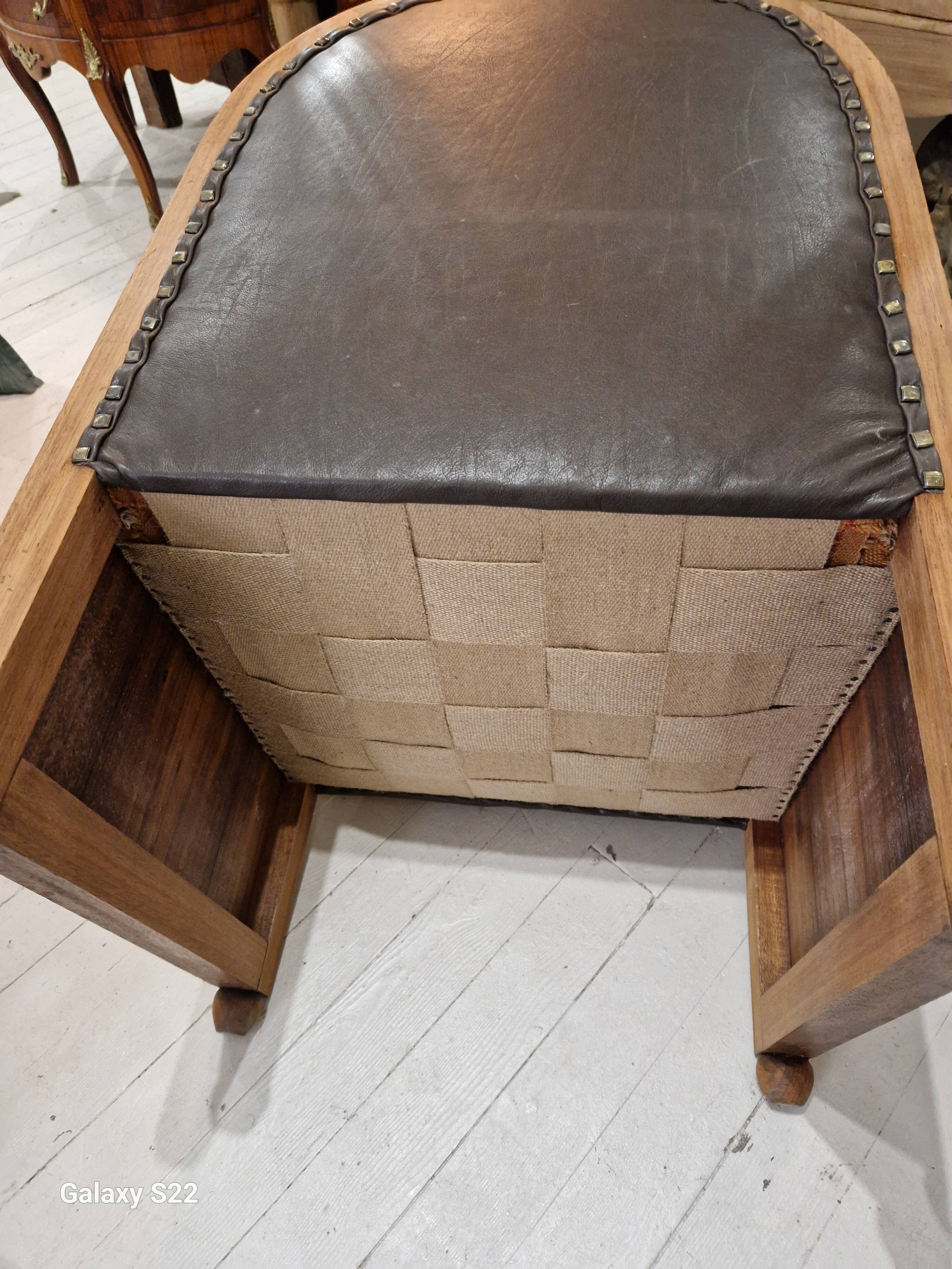 art deco armchair in leather and wood
