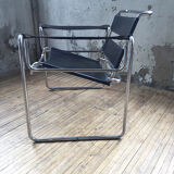 Bauhaus modernist leather chrome armchairs