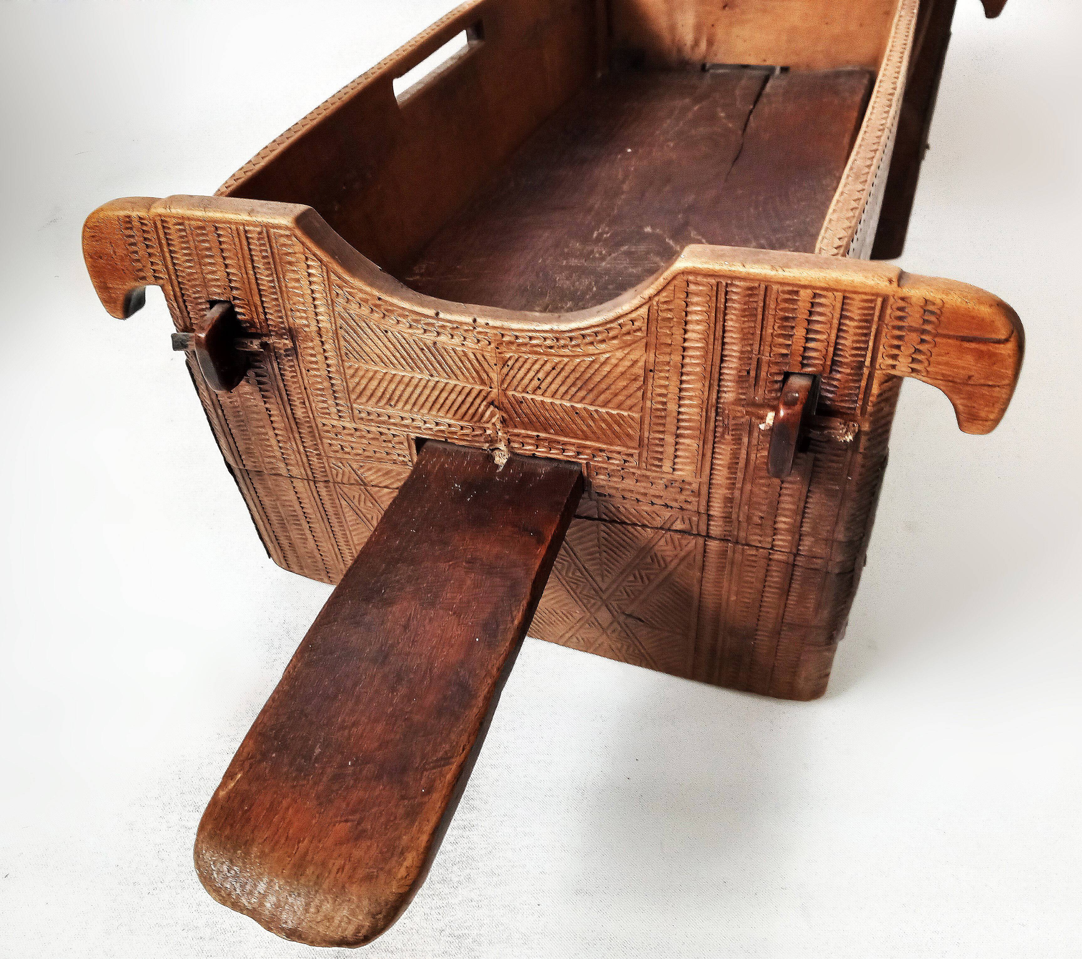 Antique Traditional Handmade Children's Crib Museum object Balkans 1890